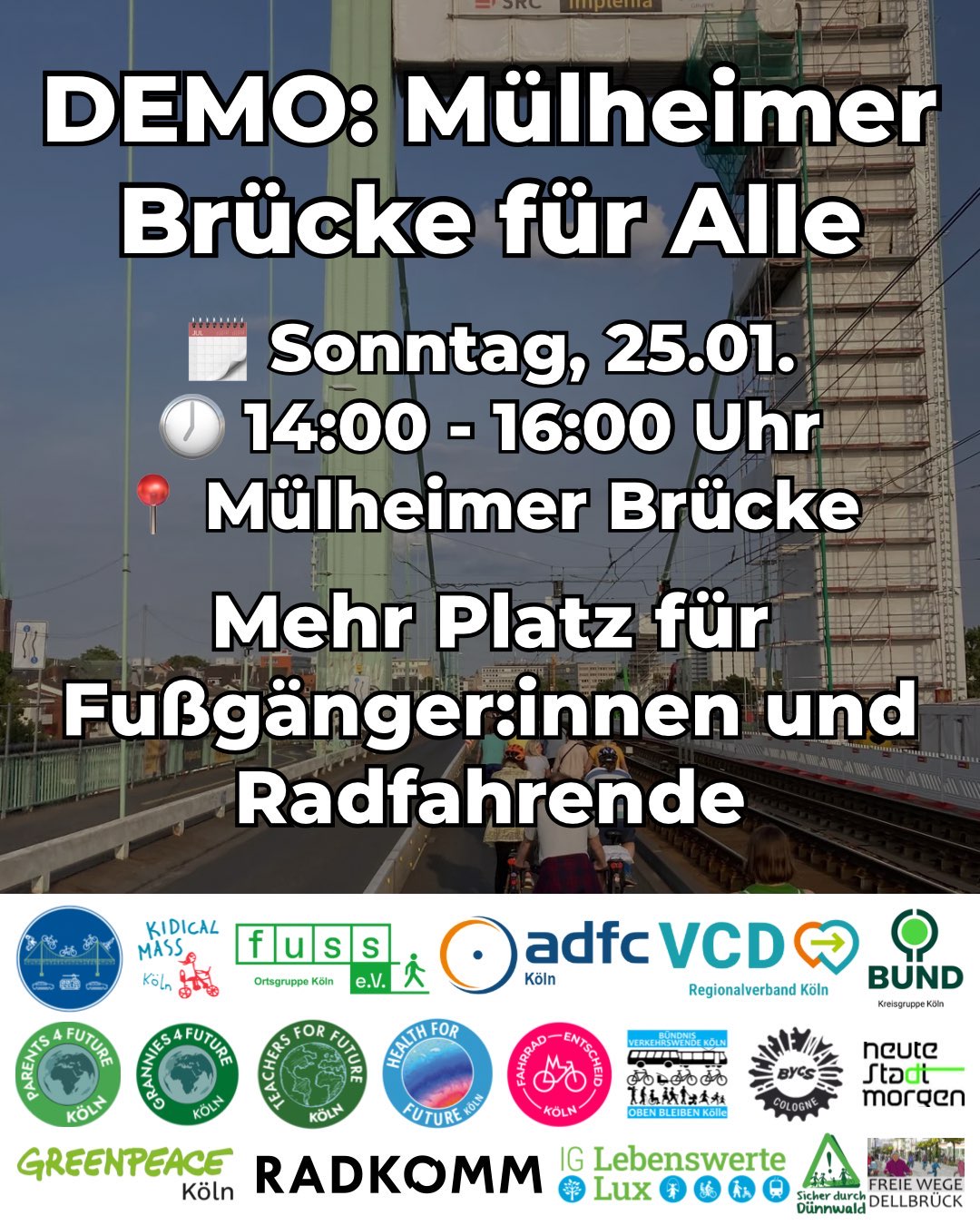 Plakat: Demo – Mülheimer Brücke für Alle